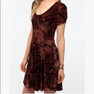 UO MinkPink Russian Roulette Velvet Burnout Dress
